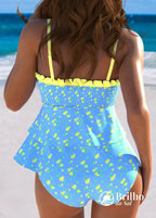 Tankini Tomara Que Caia Com Babados E Estampa Floral Tankini Tomara Que Caia Com Babados E Estampa Floral