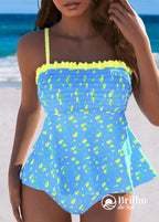 Tankini Tomara Que Caia Com Babados E Estampa Floral Tankini Tomara Que Caia Com Babados E Estampa Floral