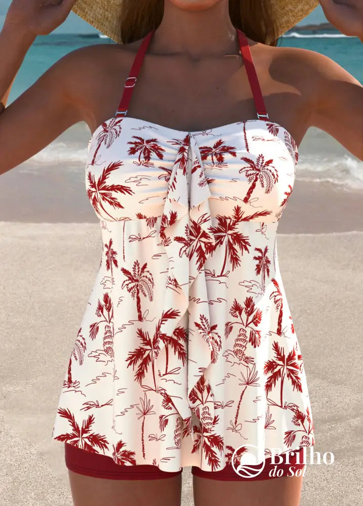 Tankini Tomara Que Caia Tropical Com Babado Estiloso Tankini Tomara Que Caia Tropical Com Babado Estiloso